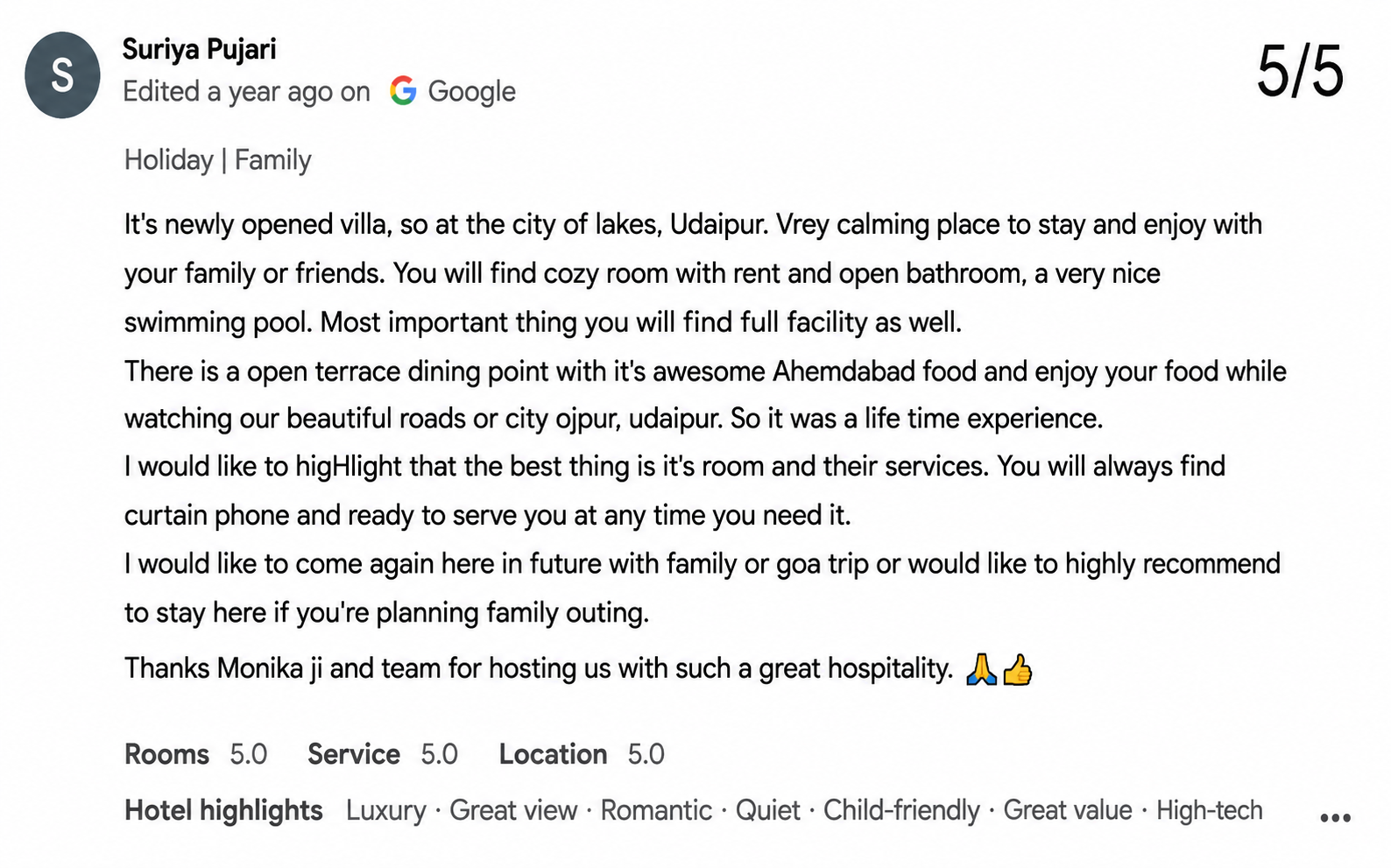 Heritage Pool Guest Review Photo Udaipur — Maple Roots Villa Udaipur guest review photo