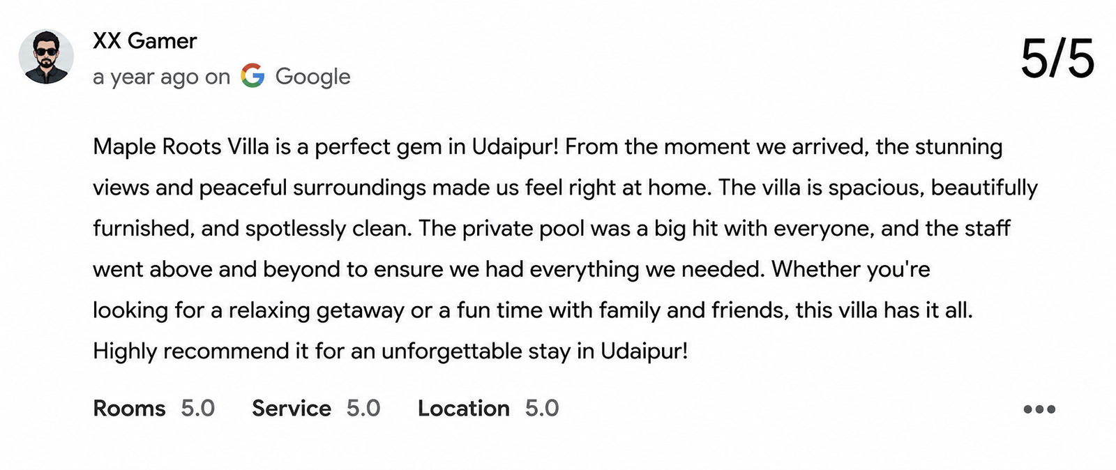 Pool Premium Villa Guest Review Photo Udaipur — Maple Roots Villa Udaipur guest review photo