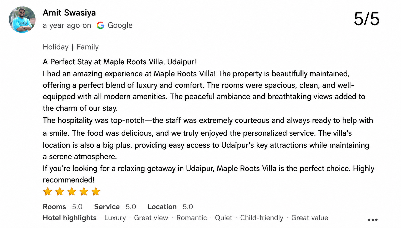Pool Royal Villa Guest Review Photo Udaipur Rajasthan — Maple Roots Villa Udaipur guest review photo