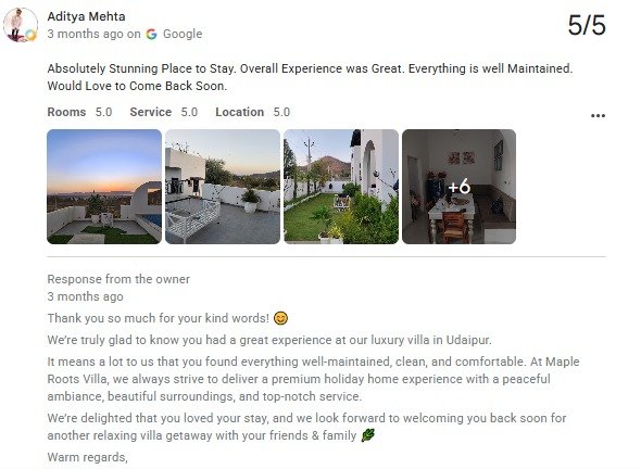 Royal Family Villa Pool Review Udaipur Rajasthan — Maple Roots Villa Udaipur guest review photo