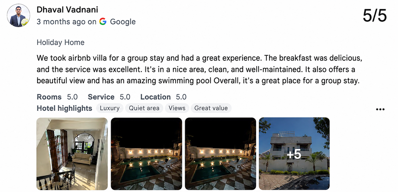 Udaipur Villa Pool Spacious Guest Review Photo — Maple Roots Villa Udaipur guest review photo