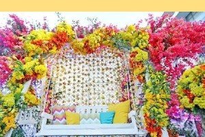 Floral Swing for Haldi Photos - Maple Roots Villa Udaipur
