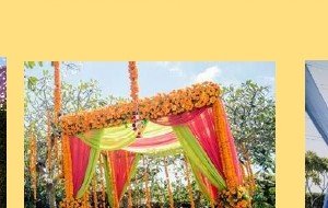Greenery Wall with Marigold Swags - Maple Roots Villa Udaipur